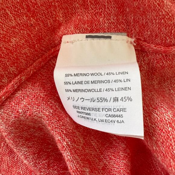 J.Crew Linen Merino Wool Lightweight V-neck Coral Pink Sweater E9434 Long Sleeve - Picture 5 of 5